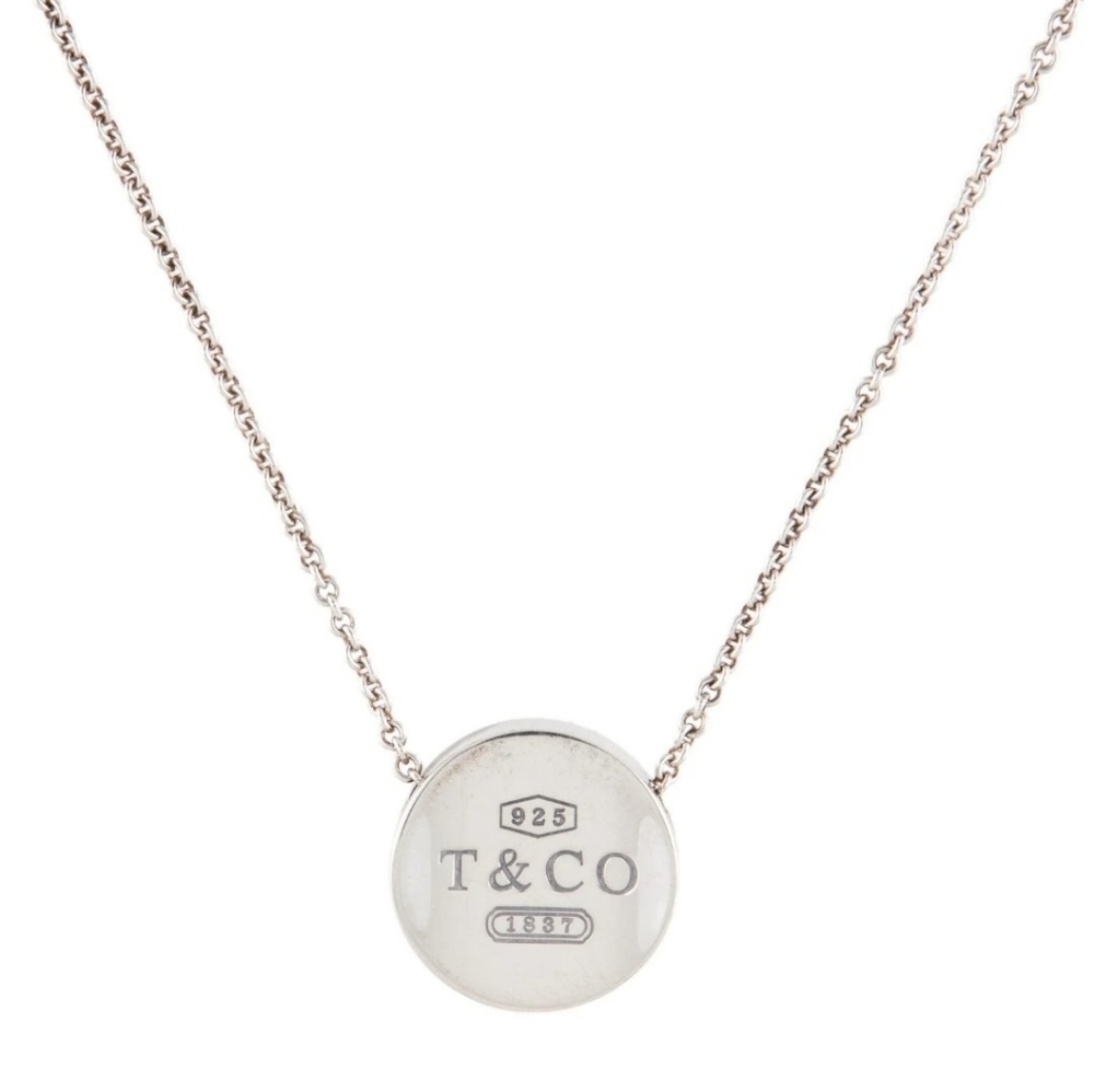 Tiffany and Co 1837 Concave Round Pendant Necklace With Box
